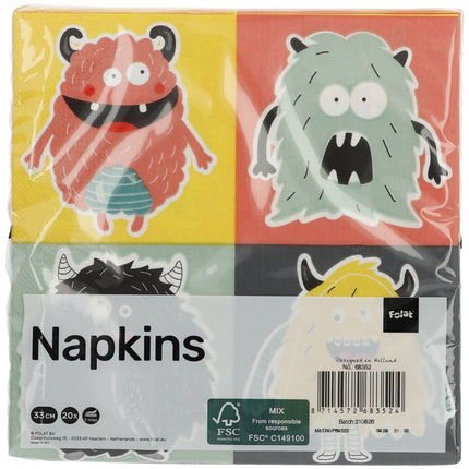 Monster Servetten 33cm 20st van Folat koop je bij Partywinkel