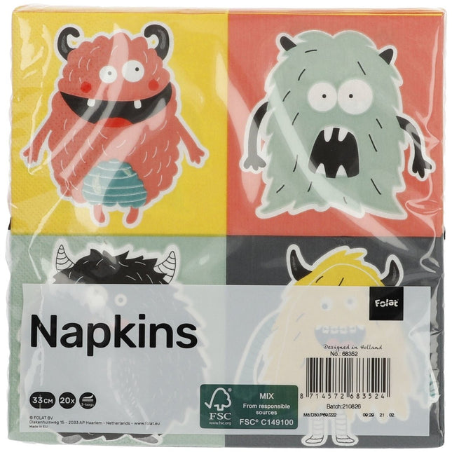 Monster Servetten 33cm 20st van Folat koop je bij Partywinkel