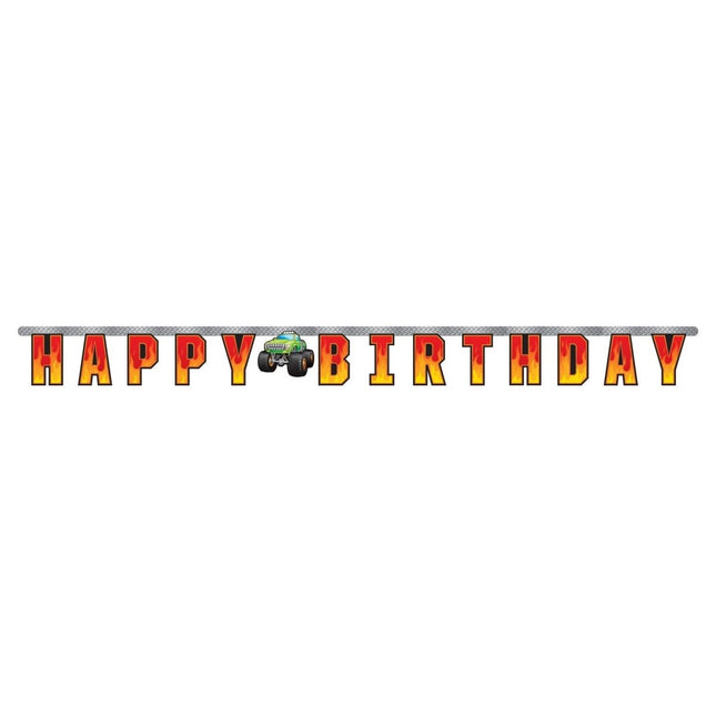 Monster Truck Letterslinger Happy Birthday 2m van Creative Converting koop je bij Partywinkel