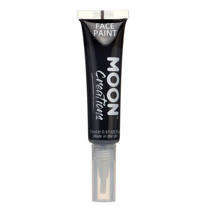 Moon Creations Face Paint with Brush Applicator Black 15ml van Moon Creations koop je bij Partywinkel