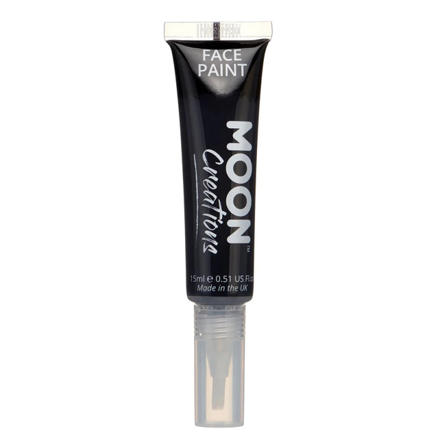 Moon Creations Face Paint with Brush Applicator Black 15ml van Moon Creations koop je bij Partywinkel