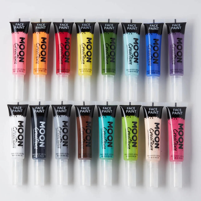 Moon Creations Face Paint with Brush Applicator Black 15ml van Moon Creations koop je bij Partywinkel