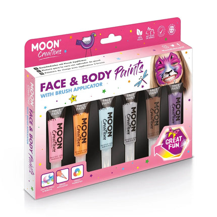 Moon Creations Face Paint with Brush Applicator Light Blue 15ml van Moon Creations koop je bij Partywinkel