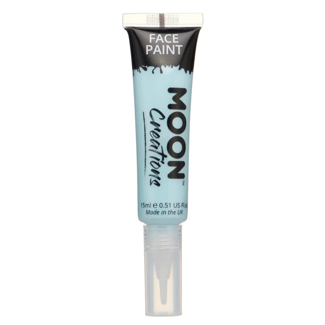 Moon Creations Face Paint with Brush Applicator Light Blue 15ml van Moon Creations koop je bij Partywinkel