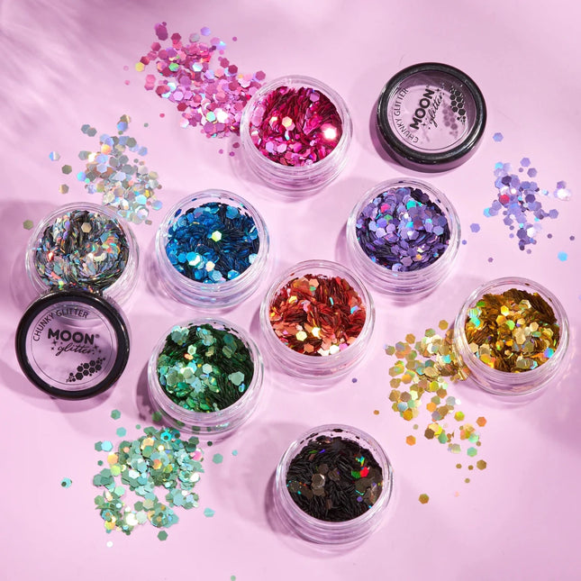 Moon Glitter Holographic Chunky Glitter Black 3g van Moon Creations koop je bij Partywinkel