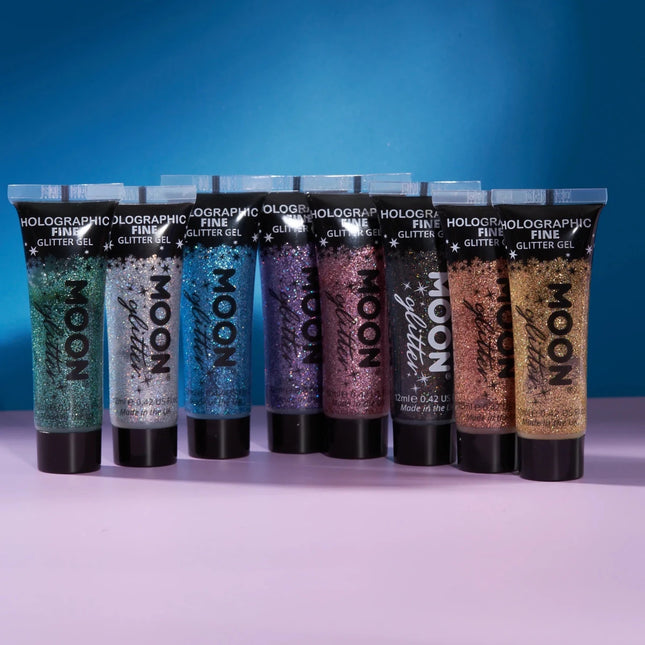 Moon Glitter Holographic Fine Glitter Gel Blue 12ml van Moon Creations koop je bij Partywinkel