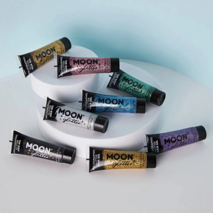 Moon Glitter Holographic Glitter Hair Gel Gold 20ml van Moon Creations koop je bij Partywinkel