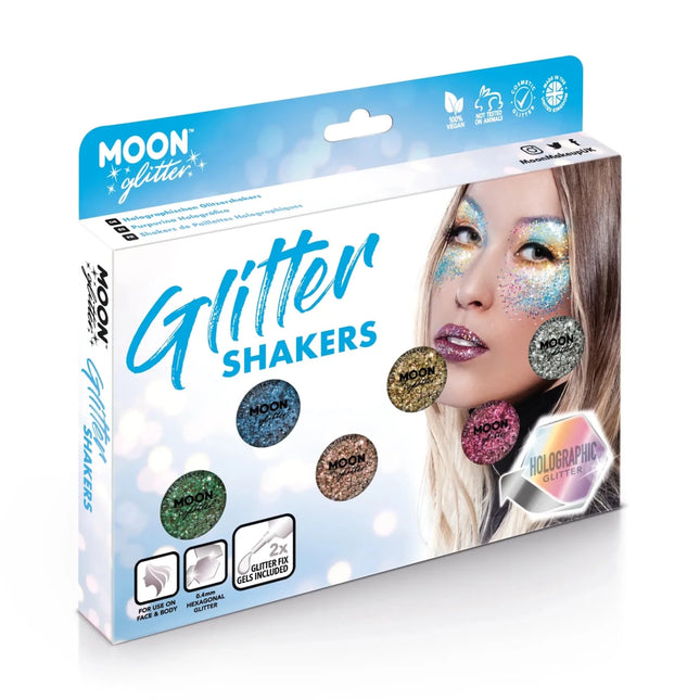 Moon Glitter Holographic Glitter Shakers Gold 5g van Moon Creations koop je bij Partywinkel