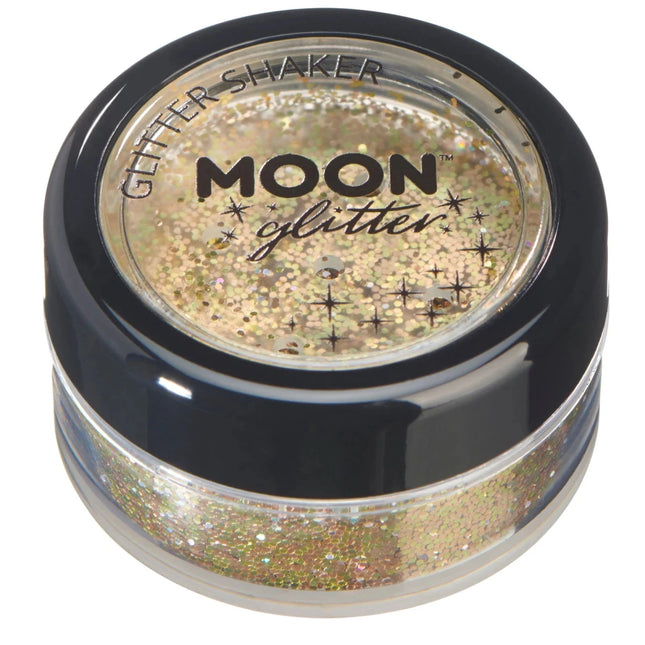 Moon Glitter Holographic Glitter Shakers Gold 5g van Moon Creations koop je bij Partywinkel