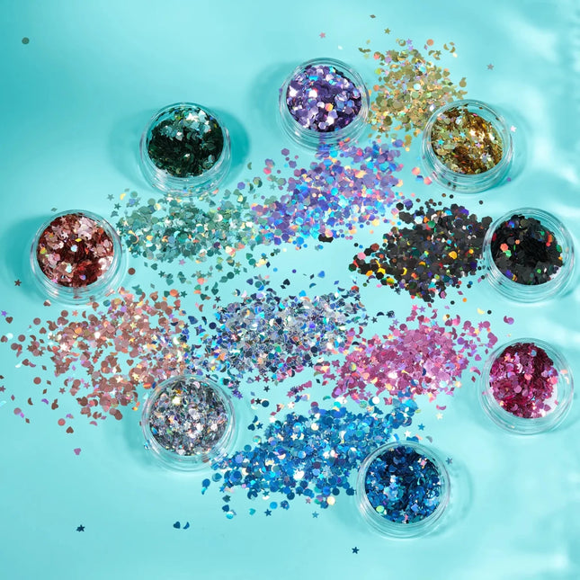 Moon Glitter Holographic Glitter Shapes Gold 3g van Moon Creations koop je bij Partywinkel