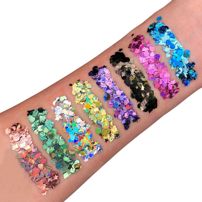 Moon Glitter Holographic Glitter Shapes Gold 3g van Moon Creations koop je bij Partywinkel