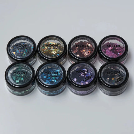Moon Glitter Holographic Glitter Shapes Gold 3g van Moon Creations koop je bij Partywinkel
