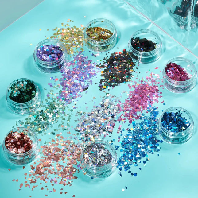 Moon Glitter Holographic Glitter Shapes Rose Gold 3g van Moon Creations koop je bij Partywinkel
