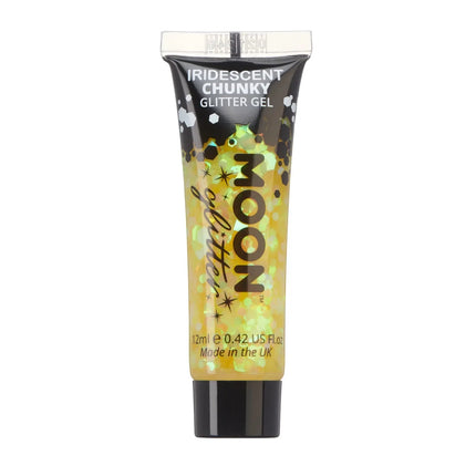 Moon Glitter Iridescent Chunky Glitter Gel Yellow 12ml van Moon Creations koop je bij Partywinkel