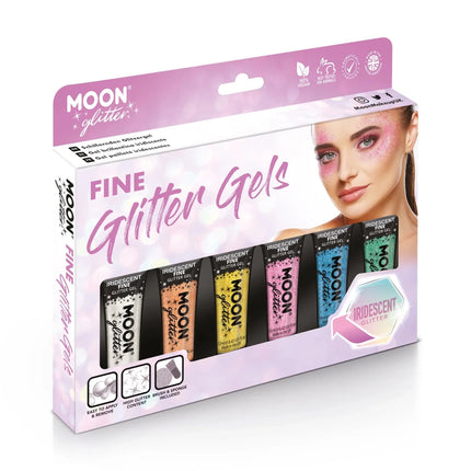 Moon Glitter Iridescent Fine Glitter Gel White 12ml van Moon Creations koop je bij Partywinkel