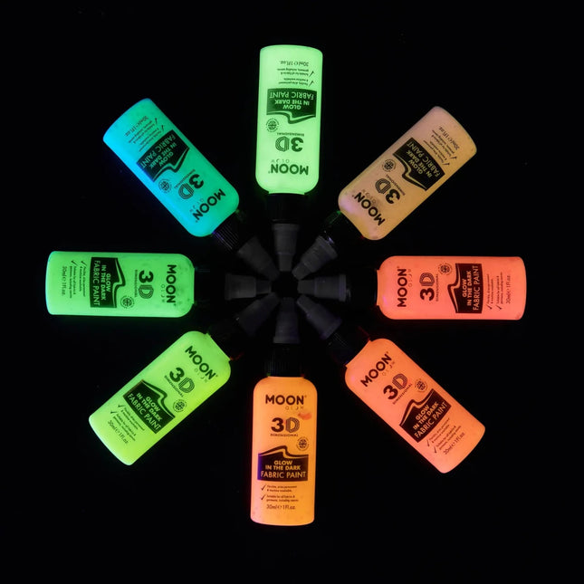 Moon Glow Glow in the Dark Fabric Paint Blue 30ml van Moon Creations koop je bij Partywinkel