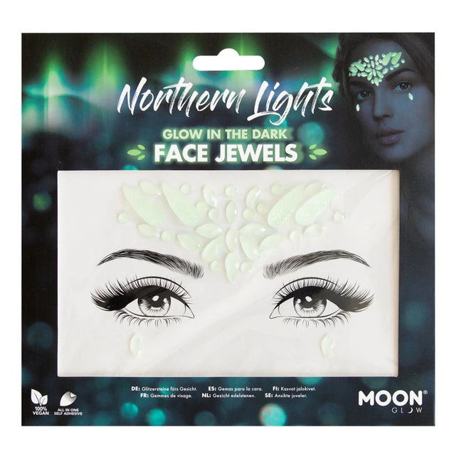 Moon Glow Glow in the Dark Face Jewels Northern Lights van Moon Creations koop je bij Partywinkel