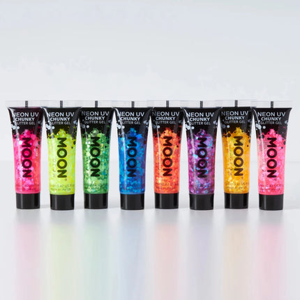 Moon Glow Neon UV Chunky Glitter Gel Hot Pink 12ml van Moon Creations koop je bij Partywinkel