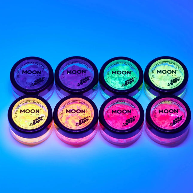 Moon Glow Neon UV Chunky Glitter Orange 3g van Moon Creations koop je bij Partywinkel
