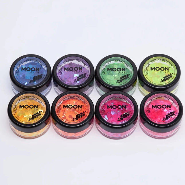 Moon Glow Neon UV Chunky Glitter Orange 3g van Moon Creations koop je bij Partywinkel