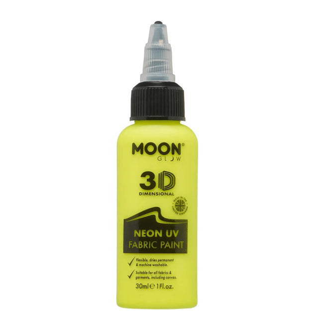Moon Glow Neon UV Fabric Paint 30ml Intense Yellow 30ml van Moon Creations koop je bij Partywinkel