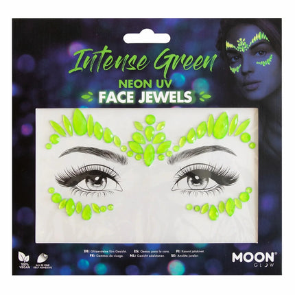 Moon Glow Neon UV Face Jewels Intense Green van Moon Creations koop je bij Partywinkel