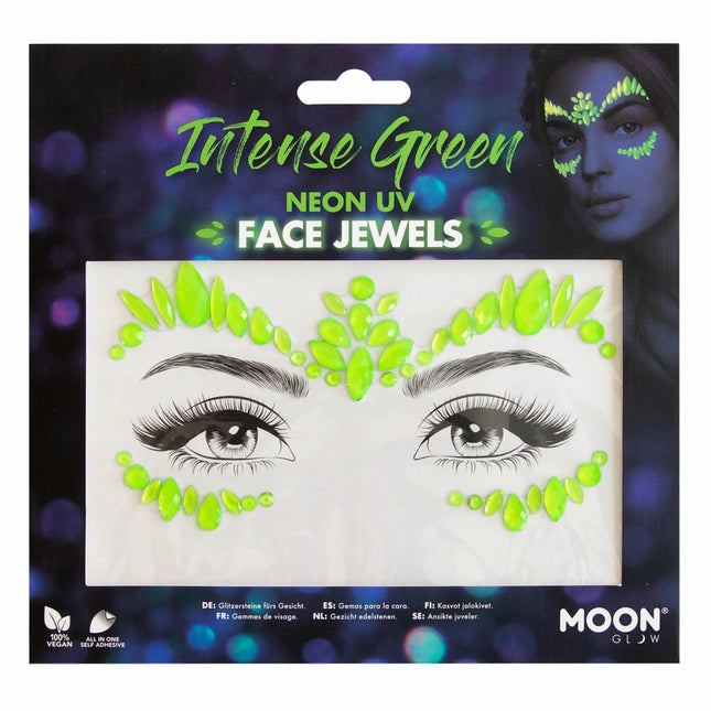 Moon Glow Neon UV Face Jewels Intense Green van Moon Creations koop je bij Partywinkel