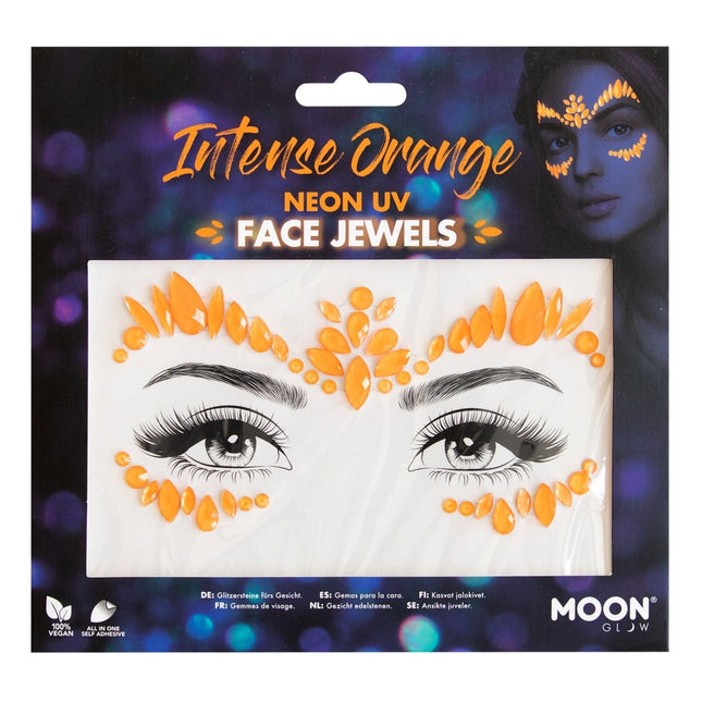 Moon Glow Neon UV Face Jewels Intense Orange van Moon Creations koop je bij Partywinkel