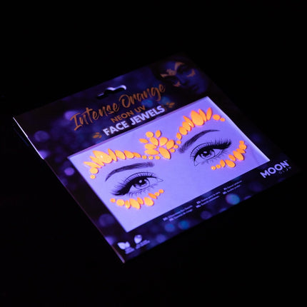 Moon Glow Neon UV Face Jewels Intense Orange van Moon Creations koop je bij Partywinkel