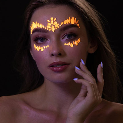 Moon Glow Neon UV Face Jewels Intense Orange van Moon Creations koop je bij Partywinkel