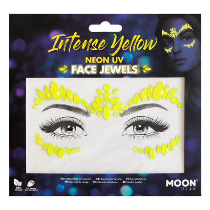 Moon Glow Neon UV Face Jewels Intense Yellow van Moon Creations koop je bij Partywinkel