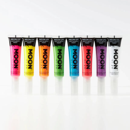 Moon Glow Neon UV Face Paint met Applicator Intense Red 15ml van Moon Creations koop je bij Partywinkel