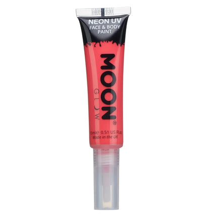 Moon Glow Neon UV Face Paint met Applicator Intense Red 15ml van Moon Creations koop je bij Partywinkel