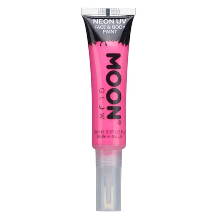 Moon Glow Neon UV Face Paint with Brush Applicator Intense Pink 15ml van Moon Creations koop je bij Partywinkel