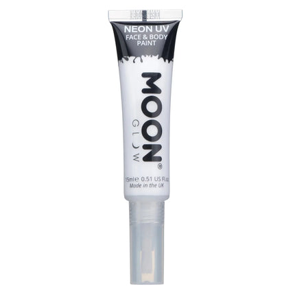 Moon Glow Neon UV Face Paint with Brush Applicator White 15ml van Moon Creations koop je bij Partywinkel