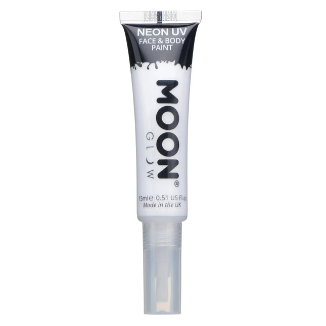 Moon Glow Neon UV Face Paint with Brush Applicator White 15ml van Moon Creations koop je bij Partywinkel