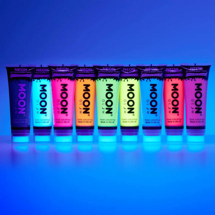 Moon Glow Neon UV Face Paint with Sponge Applicator Intense Orange 75ml van Moon Creations koop je bij Partywinkel