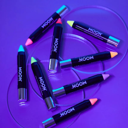 Moon Glow Neon UV Glitter Body Crayons Blue 3.2g van Moon Creations koop je bij Partywinkel