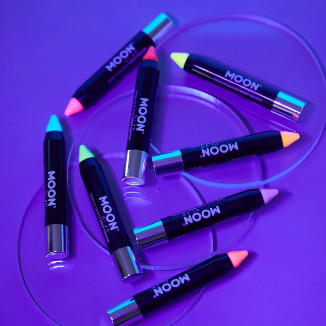 Moon Glow Neon UV Glitter Body Crayons Blue 3.2g van Moon Creations koop je bij Partywinkel