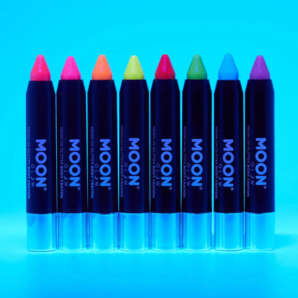 Moon Glow Neon UV Glitter Body Crayons Orange 3.2g van Moon Creations koop je bij Partywinkel