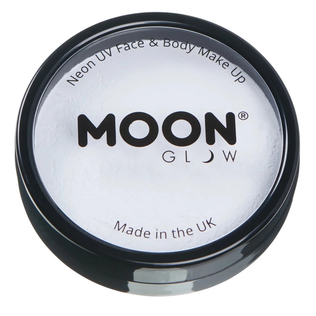 Moon Glow Neon UV Pro Face Paint Cake Pots White 36g van Moon Creations koop je bij Partywinkel