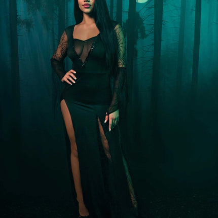 Morticia Jurk Zwart Dames Leg Avenue van Leg Avenue koop je bij Partywinkel