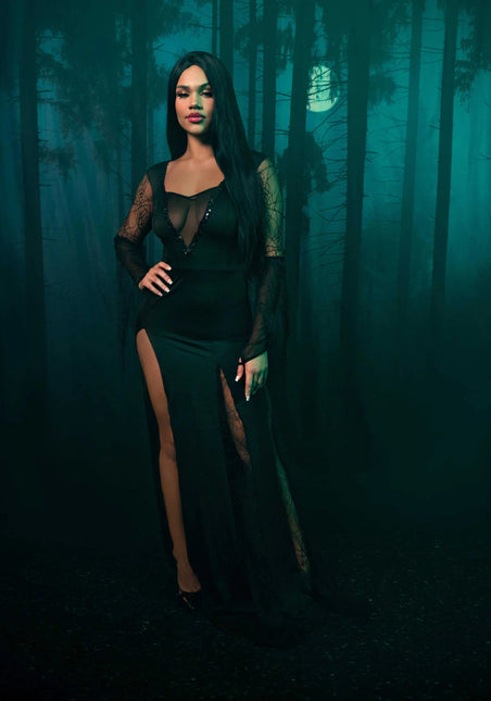 Morticia Jurk Zwart Dames Leg Avenue van Leg Avenue koop je bij Partywinkel