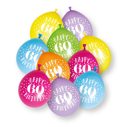 10ct Happy 60th Birthday 23cm Latex Balloons