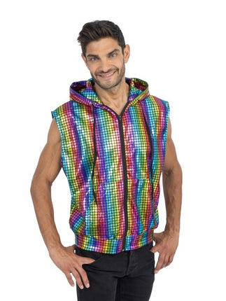Rainbow Disco Sleeveless Vest for Men