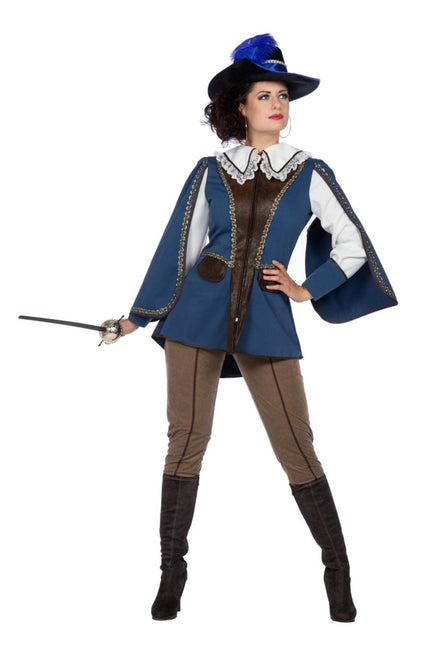 Musketier Kostuum Bruin Blauw Dames van Wilbers & Wilbers koop je bij Partywinkel