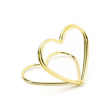 Naamkaarthouders Hartjes Goud 2,5cm 10st van Partydeco koop je bij Partywinkel
