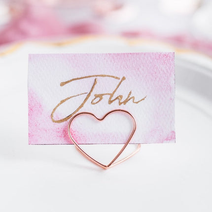 Naamkaarthouders Hartjes Rose Goud 2,5cm 10st van Partydeco koop je bij Partywinkel