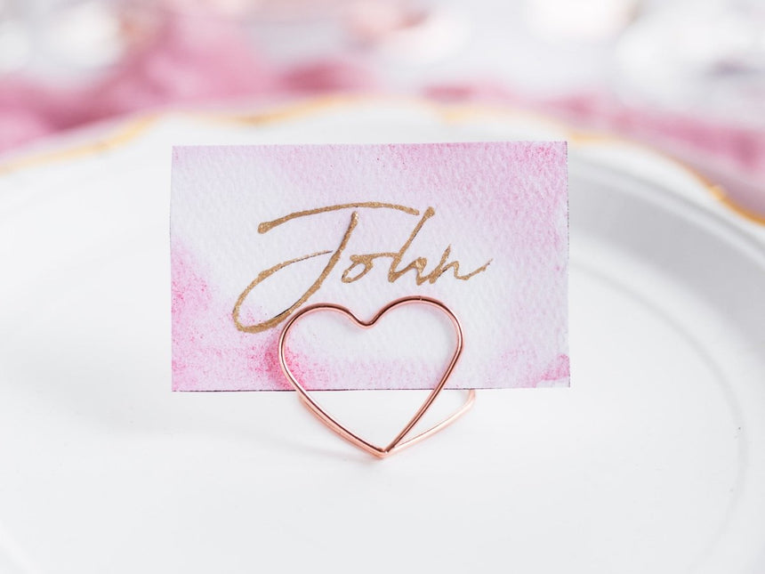 Naamkaarthouders Hartjes Rose Goud 2,5cm 10st van Partydeco koop je bij Partywinkel