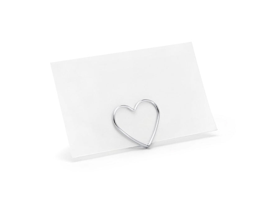 Naamkaarthouders Hartjes Zilver 2,5cm 10st van Partydeco koop je bij Partywinkel